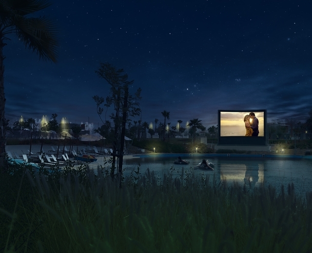 Photo cinéma en plein air du projet Violet Damac Hills 2 - Promoteur Damac - PGM Real Estate Dubaï - pgmrealestatedubai.com