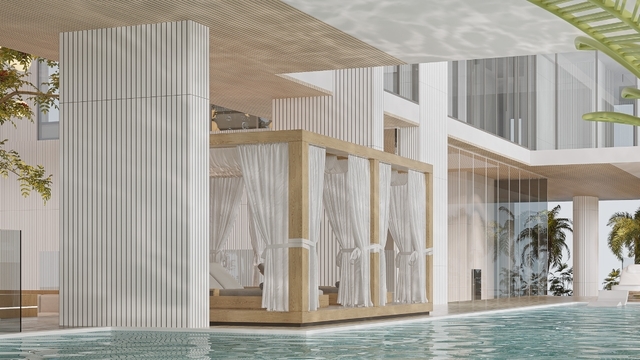 Photo piscine du projet Legado by Prescott - Promoteur Prescott - PGM Real Estate Dubaï - pgmrealestatedubai.com