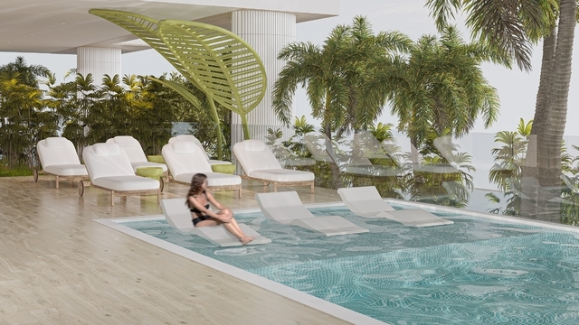 Photo piscine du projet Legado by Prescott - Promoteur Prescott - PGM Real Estate Dubaï - pgmrealestatedubai.com