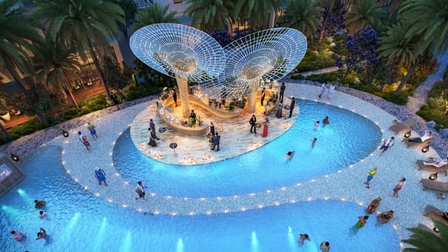 Photo piscine du projet Damac Suncity - Promoteur Damac - PGM Real Estate Dubaï - pgmrealestatedubai.com