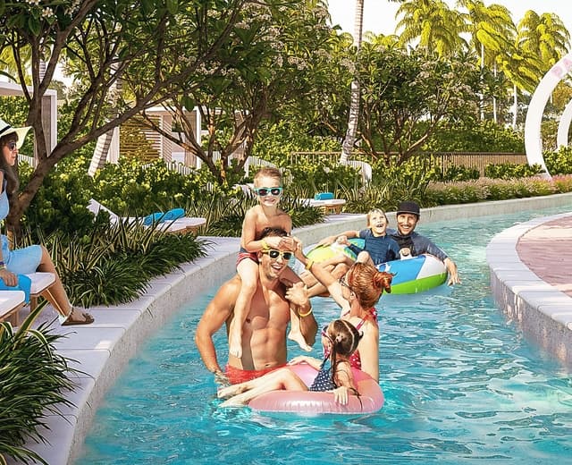 Photo piscine du projet Violet Damac Hills 2 - Promoteur Damac - PGM Real Estate Dubaï - pgmrealestatedubai.com
